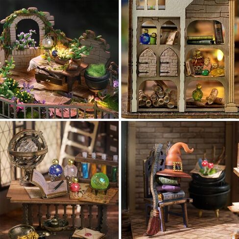 hvmabeck Book Nook Kits for Adults DIY Miniature Kit with LED Light for Desk Library Bookshelf Decoration 3D Wooden Puzzle Booknook Model Kits for Adults to Build Gifts (Chinese booknook) in Saudi Arabia