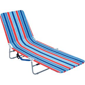 Rio Beach Portable Lay Flat Folding Backpack Beach Lounge Chair with Backpack Straps and Storage Pouch, Blue and Red in Saudi Arabia