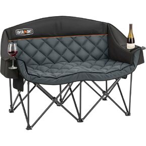 Overmont Oversized Double Camping Chair - Portable Folding with Cooler Bag | Padded Camping Couch with Cup Holders, Heavy Duty 850 LBS 2 Person Loveseat, for Adults Outdoor Sports Beach Lawn Backyard in Saudi Arabia