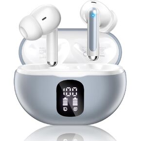Wireless Earbuds, Bluetooth 5.4 Ear Buds Bass Stereo, Headphones with Noise Cancelling Mic, LED Display in Ear Earphones Clear Calls, IP7 Waterproof Bluetooth Earbuds for Phone/Android/iPad Dark Black in Saudi Arabia