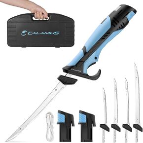Calamus BladeVolt Cordless Electric Fillet Knife for Fish | 7" & 9" Blades, 27,000 RPM Motor, Type-C Battery, Non-Slip Grip & Safety Lock, Portable Carry Case, Fishing Gifts for Men in Saudi Arabia