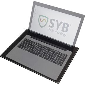 احمِ جسمك - وسادة كمبيوتر محمول مع SaferBody™، درع مضاد للإشعاع ووسادة درع للحرارة، وسادة كمبيوتر محمول مانعة للمجالات الكهرومغناطيسية لجهاز يصل عرضه إلى 17 بوصة (15.9 × 12 بوصة)، لون جلد PU أسود لامع in Kuwait