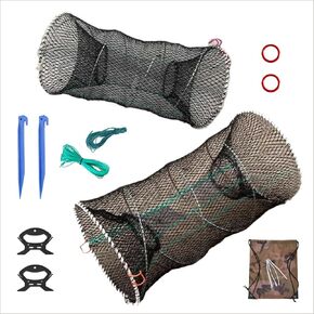 Collapsible Crab Trap Net, Foldable Fishing Trap 2 Pack | Medium and small sizes （ 23.6*18.8in and 17.68*9.82in） For Minnow, Crab, Shrimp, Crawfish , with Drawstring Bag included in Saudi Arabia