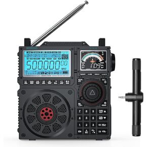 رادي RF919 SSB مستقبل راديو على الموجات القصيرة، نطاق كامل NOAA، أسود | موالف هوائي، 3 منافذ هوائي خارجي، بطارية قابلة للشحن 5000 مللي أمبير، AIR/CB/UHF in Kuwait
