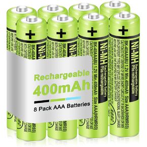8-Pack 1.2V 400mAh Ni-MH BK-40AAABU AAA Triple A Rechargeable Batteries | Great replacement power for Panasonic cordless phones, landlines & remotes. Precharged And Reusable up to 2500 times. in Saudi Arabia