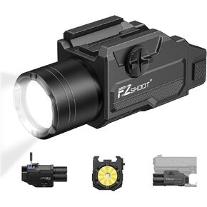 مصباح مسدس EZshoot 1,500 Lumen، مصباح أسلحة قابل لإعادة الشحن لجهاز Glock/1913 | ضوء البندقية، ضوء المسدس، 15500 شمعة، وضع ستروب، يناسب قضبان غلوك وبيكاتيني، شعاع أبيض ساطع، شحن USB سريع in Kuwait