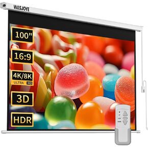 120" Motorized Projector Screen with Dual Side Power Supply- 16:9 HD 8K 3D | Electric Projector Screen Wall/Ceiling Mount with Remote Control - HD Projection Screen for Home Theater Office TV Game in Saudi Arabia