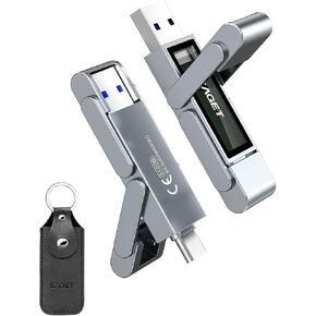 محرك أقراص فلاش EAGET سعة 512 جيجابايت، محرك أقراص الحالة الصلبة ثنائي المنفذ USB-C مع USB 3.2، محرك إبهام عالي السرعة 560 ميجابايت/ثانية لأجهزة iPhone 15/16/17 Pro وAndroid وMac والكمبيوتر الشخصي - هيكل معدني متين ومحرك أقراص SSD محمول in Kuwait