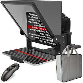 13" Wide-Angle Teleprompter for Camera with Remote & App Support | Adjustable Height & Angle, Aluminum Alloy, Compatible with DSLR Cameras & Tablet, Live Streaming & Online Presentations in Saudi Arabia