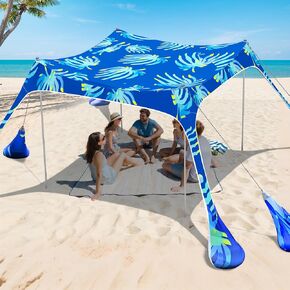 2PM SPORTS Beach Tent Sun Shelter 10x10 FT - UPF 50+ UV Protection, 8 Sandbags, Easy Setup, Portable Beach Shade Canopy for Family Picnic Camping Travel in Saudi Arabia