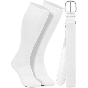 Baseball Socks and Belt Set Cotton Youth Softball Socks for Boys Girls | Cotton Baseball Socks, Adjustable Baseball Belts, for Softball Soccer Volleyball Intense Games, for Boys Girls 4-16Y in Saudi Arabia