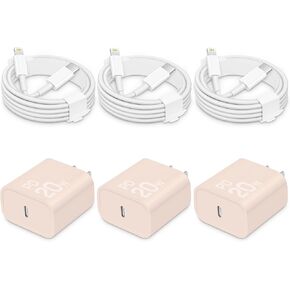 CXX 20W Fast Charger for iPhone 14/13/12 [3-Pack, MFi Certified] | USB-C PD power adapter with 6Ft cable, compatible with iPhone 14/13/12/11/Pro Max/Pro/Plus/Mini, iPad & more in Saudi Arabia