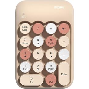Sahara - Wireless Numeric Keypad, Retro Round Keycaps, Portable Number Pad with Ergonomic Design, USB Receiver, Compatible with Laptop/Desktop PC (Pink) in Saudi Arabia