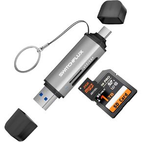 قارئ بطاقة SD USB C، محول Micro SD 2 في 1 بفتحة مزدوجة، قارئ بطاقة ذاكرة USB 3.0 عالي السرعة لـ SD، Micro SD، SDHC، SDXC، متوافق مع MacBook Pro/Air، iPhone 15/16، iPad، الكمبيوتر المحمول، Android in Kuwait