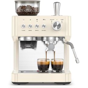 Kismile Espresso Machines with Grinder, 20 Bar Professional Espresso Maker with Removable Water Tank, Hot Water Function,Milk Frother Steam Wand for Latte&Cappuccino(Black) in Kuwait