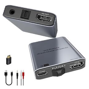 WARRKY 4K HDMI Audio Extractor, Convert HDMI to Optical S/PDIF and 3.5mm Aux RCA, [Supports Dolby Atmos Digital Plus, DTS], for TV Fire Stick, Speakers, PS5, Blu-ray Player, Amplifier, Headphones in Kuwait