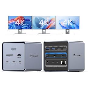 TobenONE 16-in-1 Laptop Docking Station Triple 4K Monitor,150W Power Supply | 7 USB, 3HDMI, 2.5G Ethernet, SD/MicroSD 4.0, 30W Fast Charging, USB-C Docking Station for Thunderbolt 5/4 Windows/Dell/Lenovo in Saudi Arabia
