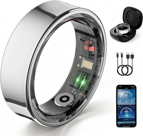 Smart Ring for Women & Men, Slim Fitness & Health Tracker, IP68 (Gold, #9) | 24/7 health tracking, Sports Tracking, Skin temperature, Sleep, Heart rate, SpO₂, HRV, IP68 Waterproof & No Subscription in Saudi Arabia
