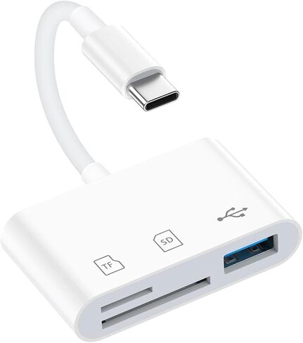 SD Card Reader for iPhone 17 16 15, MBODMI 3 in 1 SD/Micro SD Memory Card | for iPhone/ Mac, Digital Camera Adapter to iphone with USB A Port for Laptop and More Android USB-C Devices,No App Required in Saudi Arabia