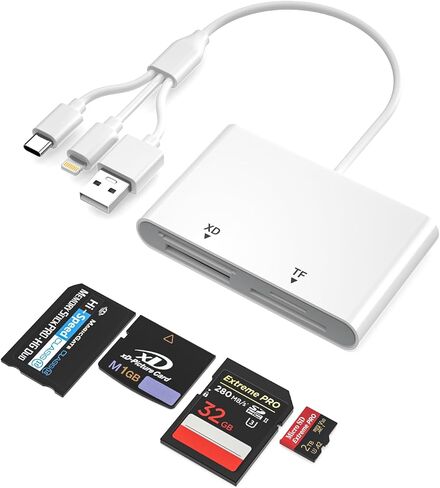 Memory Stick Pro Duo Adapter for iPhone/Android/PC, 4 in 1 SD/TF/MS/XD Picture Card Reader, Memory Card Reader Lightning/USB/USB-C OTG Adapter, Memory Stick Pro Duo Reader for Sony Plug & Play in Saudi Arabia