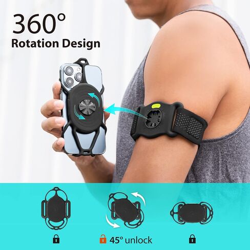 Bone Run Tie Connect Kit 2, Quick Release Running Phone Armband | Detachable & 360° Rotatable, Skin-Friendly Silicone Armband, Sport Arm Strap for Workout, Universal Fits for 4.7"-7.2" Phones in Kuwait