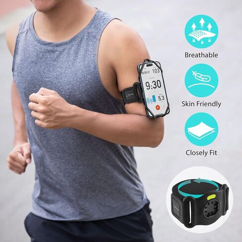 Bone Run Tie Connect Kit 2, Quick Release Running Phone Armband | Detachable & 360° Rotatable, Skin-Friendly Silicone Armband, Sport Arm Strap for Workout, Universal Fits for 4.7"-7.2" Phones in Kuwait