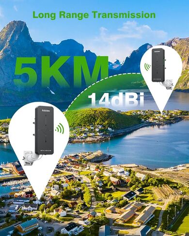 AdaLov CPE882 WiFi 6 Dual-Band Gigabit Outdoor Wireless Bridge, Up to 5 km | Dual-band WiFi 6, dual Gigabit ports, PoE and IP65 protection for barns, farms, garages and cameras; compatible with Starlink in Saudi Arabia