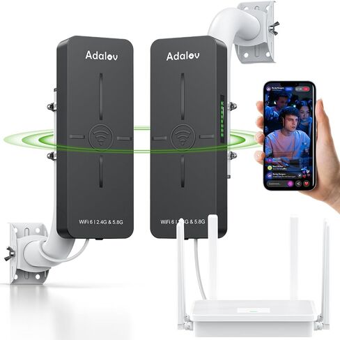 CPE882 Outdoor WiFi 6 Bridge and Router Kit, 2.4GHz/5.8GHz Point-to-Point Wireless Bridge up to 3.1 Miles, 14dBi Antenna, Dual Gigabit Ethernet, PoE, IP65 for Barn, Garage and Shop in Saudi Arabia
