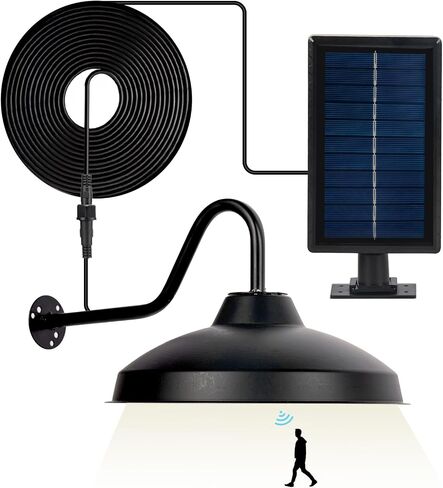 Solar Barn Light Outdoor Indoor - Motion Sensor Security Light, Cool White 6000K, IP65 Waterproof, Dusk to Dawn Auto On/Off, for Yard, Garage, Patio, Gazebo, Camping, Porch, Shed Lighting in Saudi Arabia