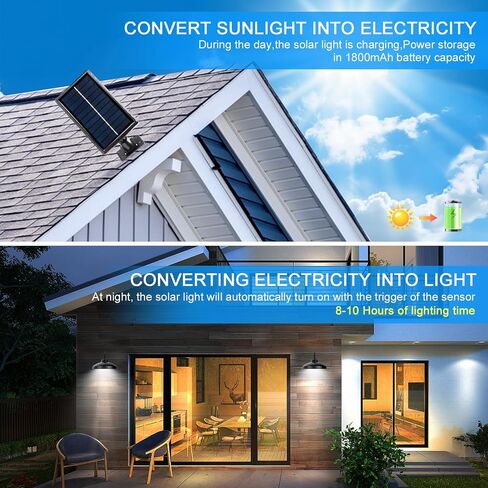 Solar Barn Light Outdoor Indoor - Motion Sensor Security Light, Cool White 6000K, IP65 Waterproof, Dusk to Dawn Auto On/Off, for Yard, Garage, Patio, Gazebo, Camping, Porch, Shed Lighting in Saudi Arabia