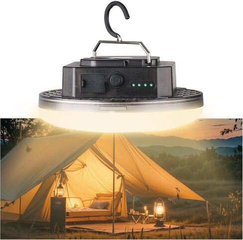 Rechargeable Camping Tent Light Portable LED Camp Lantern | Ultra Bright 5000LM, IPX5 Waterproof, Battery Powered, with Hook and Magnet, 3 Light Mode,For Tents, Canopy, Vendor, Camping in Saudi Arabia