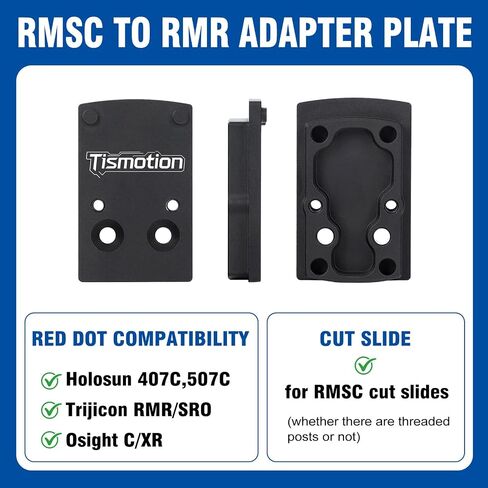 لوحة محول Red Dot Mount RMSc إلى RMR 7075 ألومنيوم | متوافق مع RMSc Slide Cut، Holosun 407C 507C 508T، Trijicon RMR SRO، Osight X C XR in Kuwait
