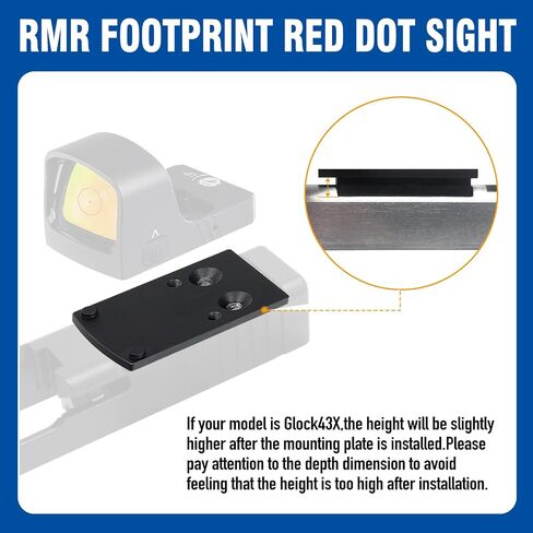 لوحة محول Red Dot Mount RMSc إلى RMR 7075 ألومنيوم | متوافق مع RMSc Slide Cut، Holosun 407C 507C 508T، Trijicon RMR SRO، Osight X C XR in Kuwait
