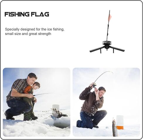 Lightweight Tip-up Fishing Flag for Ice Fishing, Foldable Black Abs | Triangle Stand Design, Easy to Install, Stable Support, Portable Use for Families and Friends Who Fish in Saudi Arabia