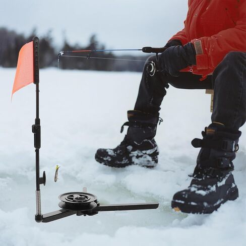 Lightweight Tip-up Fishing Flag for Ice Fishing, Foldable Black Abs | Triangle Stand Design, Easy to Install, Stable Support, Portable Use for Families and Friends Who Fish in Saudi Arabia