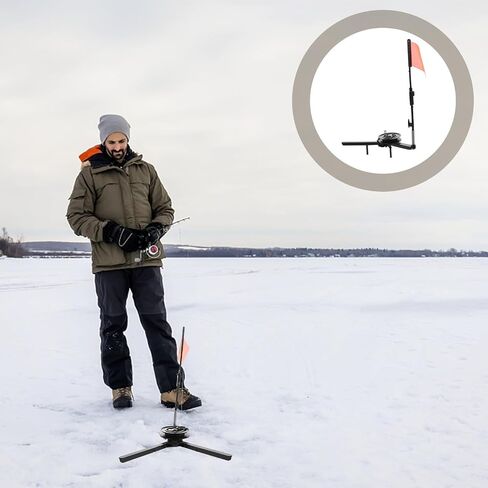 Lightweight Tip-up Fishing Flag for Ice Fishing, Foldable Black Abs | Triangle Stand Design, Easy to Install, Stable Support, Portable Use for Families and Friends Who Fish in Saudi Arabia