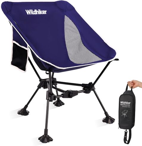 Wildhiker SteadyMode Compact Folding Camping Chair, Go-Anywhere – Black | Portable for trails, fishing and campsites, packs down small, solid support. in Saudi Arabia