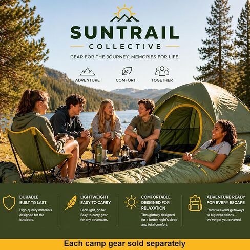 Portable Camping Chair for Young Adults and Teens, Holds 220 LB, Lightweight & Compact Foldable Camp Chair for Backpacking Travel, Outdoor Folding Chair for Beach, Sports, Fishing, Lawn & Concert in Saudi Arabia