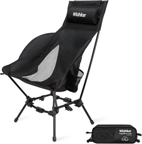 Wildhiker HuggleMode High Back Folding Camping Chair, 2 Seat Heights -Green | Portable for campfires and sidelines, packs down small, 2 seat heights, easy to carry for beaches and backyards. in Saudi Arabia