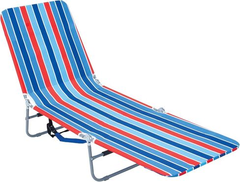 Rio Beach Portable Lay Flat Folding Backpack Beach Lounge Chair with Backpack Straps and Storage Pouch, Blue and Red in Saudi Arabia