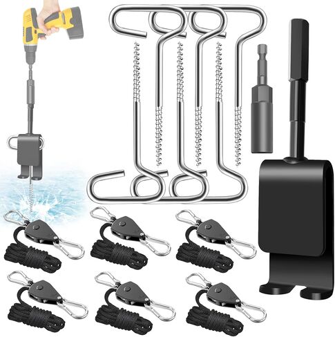 Heavy Duty Ice Anchor Tool Kit, Universal Ice Fishing Anchor Tool with Ice Anchor Drill Adapter, Heavy Duty Tent Stakes & Rope Hanger & 1/4" Adapter Head for Setting Up Ice Fishing Shelter Tent in Kuwait