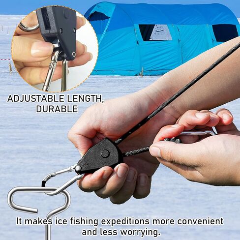 Heavy Duty Ice Anchor Tool Kit, Universal Ice Fishing Anchor Tool with Ice Anchor Drill Adapter, Heavy Duty Tent Stakes & Rope Hanger & 1/4" Adapter Head for Setting Up Ice Fishing Shelter Tent in Kuwait