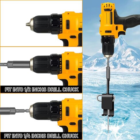 Heavy Duty Ice Anchor Tool Kit, Universal Ice Fishing Anchor Tool with Ice Anchor Drill Adapter, Heavy Duty Tent Stakes & Rope Hanger & 1/4" Adapter Head for Setting Up Ice Fishing Shelter Tent in Kuwait