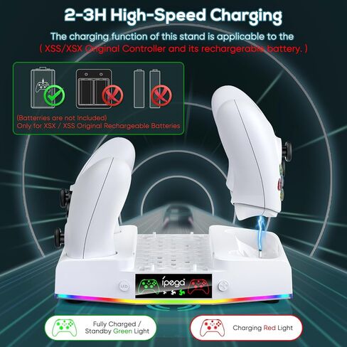 Upgraded Cooling Fan Stand for Xbox Series S with Charger Station | MENEEA Controller Charging Dock & Console Cooler System with 15 Colorful RGB Light & Headset Hook, Accessories for XSS in Saudi Arabia