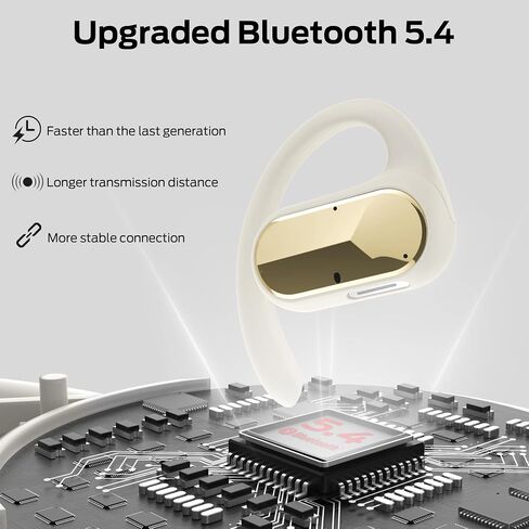 Oraolo Open Ear Headphones, Powerful Sound by 16mm Large Drivers, Bluetooth 5.4 Open Ear Earbuds with Noise-Cancelling Mic for Clear Calls, 32H Playtime, IPX5 Waterproof, Sport Earbuds, White in Saudi Arabia