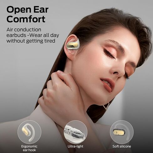 Oraolo Open Ear Headphones, Powerful Sound by 16mm Large Drivers, Bluetooth 5.4 Open Ear Earbuds with Noise-Cancelling Mic for Clear Calls, 32H Playtime, IPX5 Waterproof, Sport Earbuds, White in Saudi Arabia