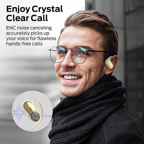 Oraolo Open Ear Headphones, Powerful Sound by 16mm Large Drivers, Bluetooth 5.4 Open Ear Earbuds with Noise-Cancelling Mic for Clear Calls, 32H Playtime, IPX5 Waterproof, Sport Earbuds, White in Saudi Arabia