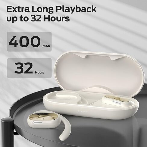 Oraolo Open Ear Headphones, Powerful Sound by 16mm Large Drivers, Bluetooth 5.4 Open Ear Earbuds with Noise-Cancelling Mic for Clear Calls, 32H Playtime, IPX5 Waterproof, Sport Earbuds, White in Saudi Arabia