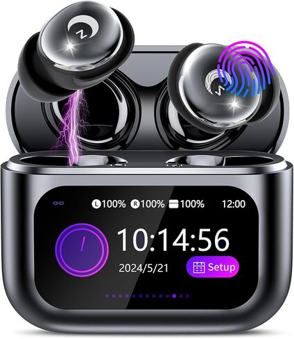 2026 Sleep Earbuds Bluetooth 5.4 in Ear Smart Touch Screen Ear Buds, 48H Playtime Mini Sleep Headphones Small Design for Side Sleepers, 5 EQ Modes, Crystal-Clear Calls, IPX7 Waterproof Earphones Black in Saudi Arabia