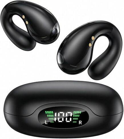Boytond Ultra Open Ear Earbuds - Ergonomic Clip-On Earbuds, Small Bone Conduction Over-The-Ear Headphones with Waterproof Design, Perfect Running Headphones for Sports and Fitness, Onyx Black in Saudi Arabia